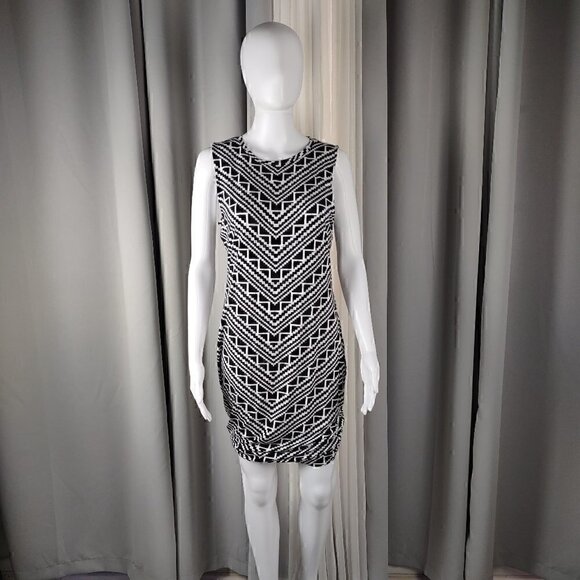 Apt. 9 Womens Geometric Black, White Sheath Midi Dress (has some stretch) Sz M - Picture 1 of 11